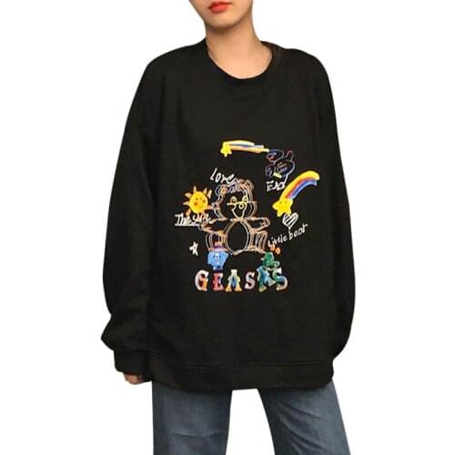 Harajuku Hip Hop Sweatshirt Women Printing O Neck Loose Hoodie Long Sleeve Oversized Pullover Female Tops Hoodies