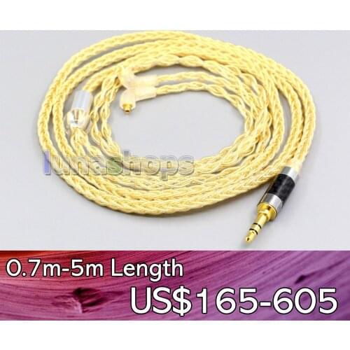 LN006478 2.5mm 8 Cores 99.99% Pure Silver + Gold Plated Earphone Cable For Etymotic ER4SR ER4XR ER3XR ER3SE ER2XR ER2SE