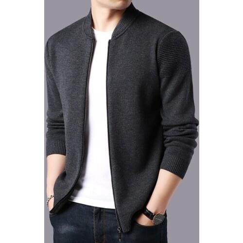 Cashmere Cardigan Sweater Men Thickening Warm Brand Clothing Fashion Zipper Fashion Winter Jacket Solid Color Sweater Men KK3028