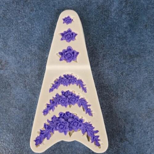 Classic 6 Flower Wreath Rose Fondant Silicone Mold Cake Lace Decoration Paste Mould Baked Tool A1287