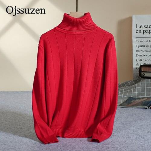 Red Womens Turtleneck Winter Warm Sweater Woman Pink Pullovers Long Sleeve Clothes Ladies Sweaters Soft Elastic Loose