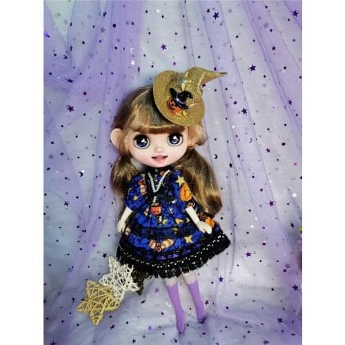 Blythes doll is suitable for 1/6 size Halloween costume dress pumpkin hat mysterious bow and purple socks in 4 new styles