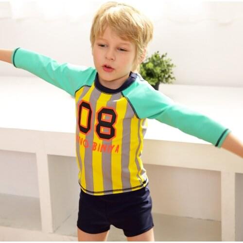 Boys Two Piece Rash Guard Swimsuits Kids Long Sleeve UV Sun Protection Sunsuit Swimwear Sets UPF 50+ Kids Swimwear Beachwear
