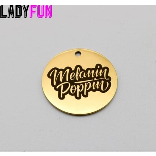 Melanin Poppin Charm Stainless Steel Charms Afro Women Pendant High Polish Mirror Surface Pendant