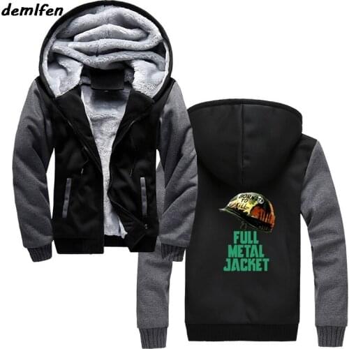 Full Metal Jacket Born To Kill Mens Sweatshirts Vintage Movie Print Hoodie Casual Male Hoody Zipper Thicken Jacket Tops