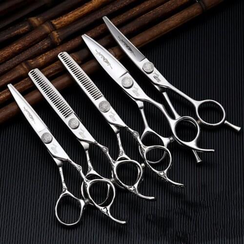 6 Professional Hair Salon Structure Scissors Set Cutting Barber Haircut Thinning Shear Scissors Hairdressing Hair Tools Scissors