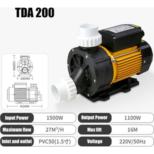 Hot Tub Spa Pool Pump 1.5KW/2.0HP Pool Pump Equipment China Whirlpool Single Speed Pump - 2.0HP TDA200