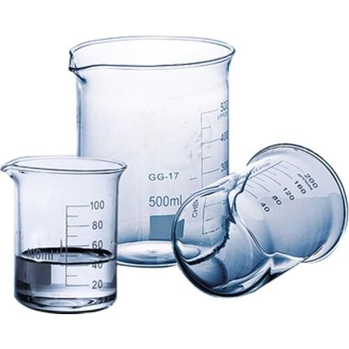 Low Form Beaker Measuring Glass Chemistry Lab Borosilicate Glass Transparent Beaker