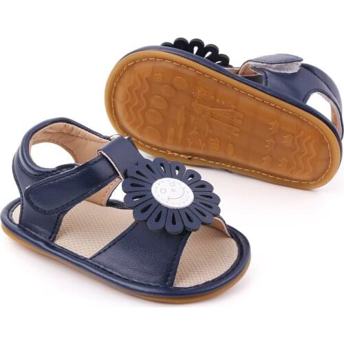 New Infant Baby Shoes Baby Boy Girl Shoes Toddler Flats Summer Sandal Flower Soft Rubber Sole Anti-Slip Crib Shoes First Walker