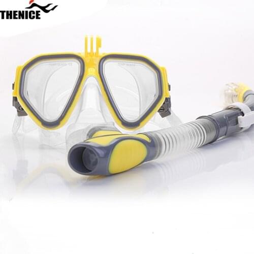 Adult free diving goggles, swimming big frame goggles, snorkel set, silicone mouthpiece diving goggles