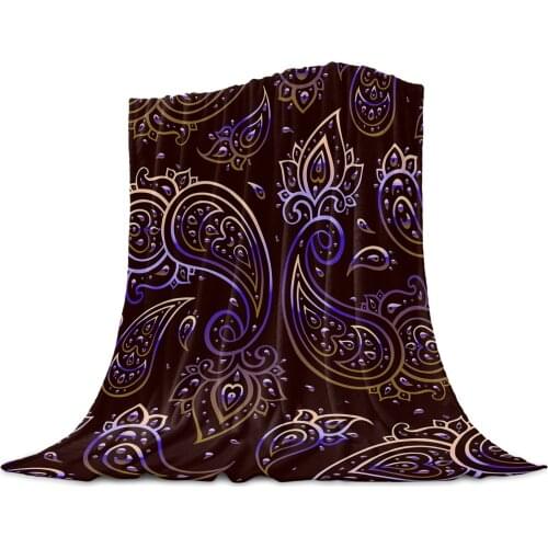 Paisley Retro Pattern Cashew Flower Throw Blanket Soft Picnic Blanket Home Decor Microfiber Flannel Blankets for Beds