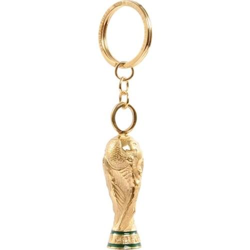 Wholesale Price Football Trophy 2014 Brazil World Cup Trophy Keychain Gold Color Copper Soccer