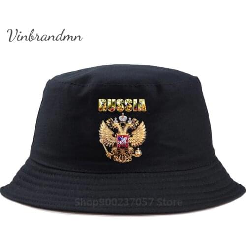 High Quality Russian flag double-headed eagle coat of arms Russia Moscow Panama Bucket Hat Printed Cotton Fisherman Hat