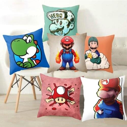 Super Mario Cushion Pillow Hugging Pillow Case Mario Brothers Anime Game Character Cartoon Printing Waist Pillow Birthday Gifts