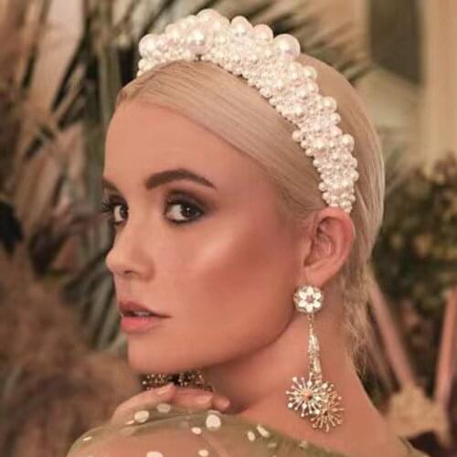 New Noble Irregular Pearl Headbands For Women Baroque Hair Roop Elegant Retro Bride Hair Accessoires Headdress