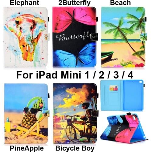 Soft TPU Anti Knock Drop Proof Case for iPad Mini 2 3 4 Smart Cover Bag Pouch iPadmini Capa Sleeve Fundas Beach Butterfly Print