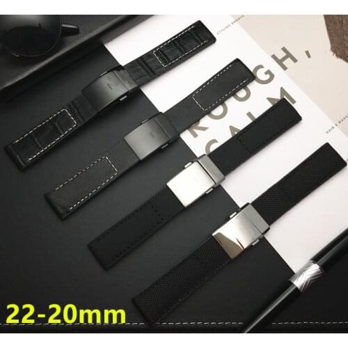 Nylon Fabric Real Leather with silicone Watch Band Watchband For Breitling strap for NAVITIMER WORLD Avenger/navitimer belt 22mm