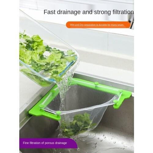 Kitchen Sink Garbage Filter Net Dish Washing Sink Leftovers Disposable Hanging Basket Mesh Inverted Triangle Drain Rack