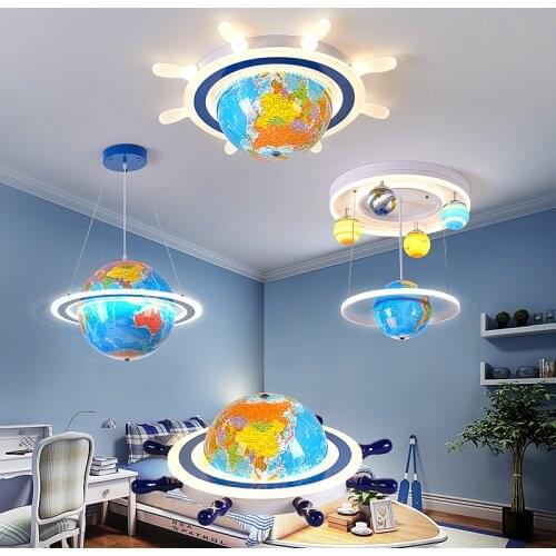 Modern Led Childrens Room ceiling Light Globe Rudder Ceiling Light Remote Control Dimming Bedroom chandelier in the nursery