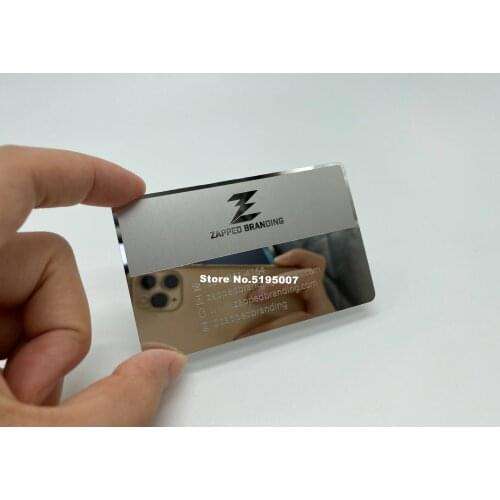 Visiting Polished Finish Business Metal Mirror Card