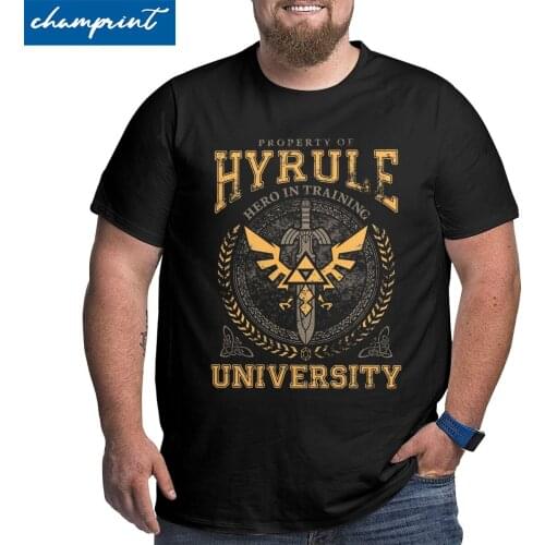 Funny Hyrule University T-Shirts Men Crewneck 100% Cotton T Shirts Short Sleeve Big Tall Tee Shirt Large 4XL 5XL 6XL Tops