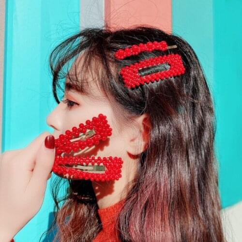 1PCS Fashion INS Red Pearl Net Red Hair Clip 2020 Korean Trend Cute Girl Side Clip Hairpin Styling Accessories
