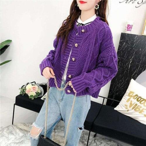 Women 2021 Autumn Winter New Short Knitted Sweater Female Long Sleeve V Neck Jumper Cardigans Ladies Casual Streetwear Coat Y390