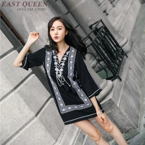 Women Boho chic mexican hippie ethnic style dress clothing bohemian holiday beach fashion female sexy dresses AA3304