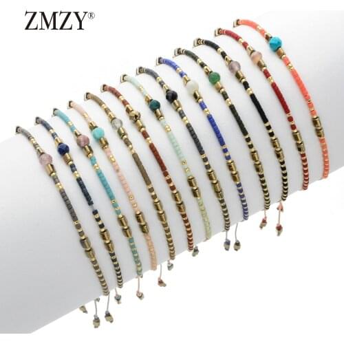 ZMZY 13pcs Mixed Colorful Cute Stone Charm Bracelet Friendship Bracelets for Women Handmade Miyuki Seed Beads Jewelry
