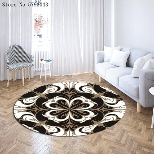 Golden Chain Round Carpet 3D Print European Pattern Carpets Outdoor Carpet Kitchen Doorway Mat Vintage Jacquard Floor Rug Decor