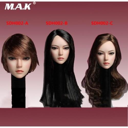 1/6 Scale 1/6 Asia Female Brown Curls black long straight Hair Head Sculpt SDH002 Long Curls Hair Fit for 12 inches Femal body