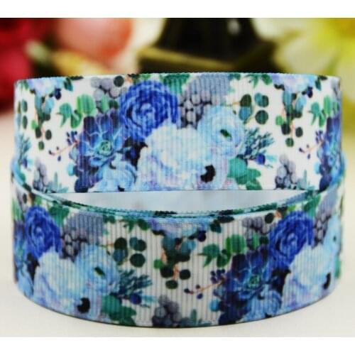 22mm 25mm 38mm 75mm flower printed Grosgrain Ribbon party decoration 10 Yards X-03624