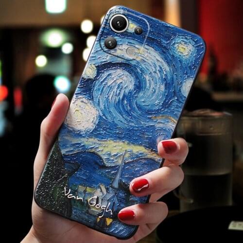 3D Relief Art Starry Night For iPhone 11 Phone Case 11promax 12promax 12 Mini 11Pro 12Pro X S Max XR SE 2020 6 6S 7 8 Plus Cover