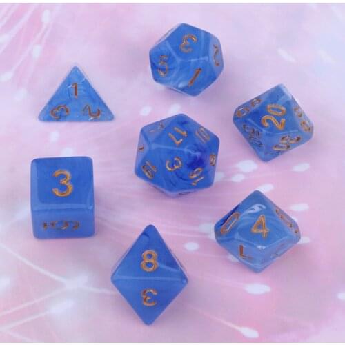 7 pcs Gem Acrylic Polyhedral Dice Party Funny Play Dices for Dungeons and Dragons D4 Dice Cup Games for Dice Game Lovers