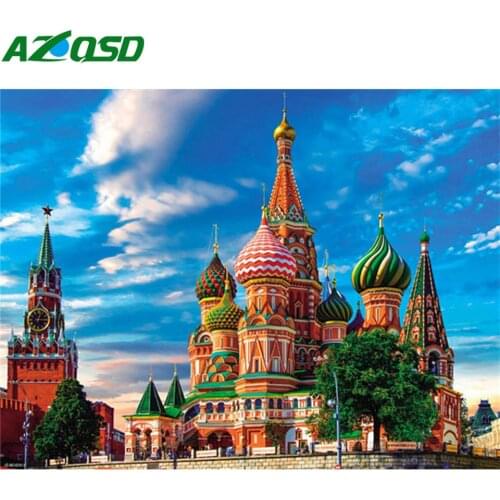 AZQSD Diamond Embroidery Scenery Handmade Full Square Diamond Painting Landscape Cross Stitch Rhinestones Gift Home Decor