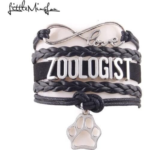 Infinity Love zoologist bracelet stacks pet paw charm leather wrap women bracelets & bangles for women men jewelry