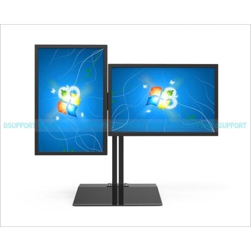 Full Rotation 15"-27" Dual Screen Monitor Holder LCD TV Mount Desktop Stand Base