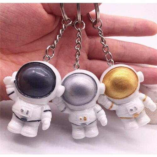 Julie Wang 2PCS Resin Astronaut Keychain Cartoon Spaceman Key Chain Keyring For Men Women Anime Car Bag Accessory