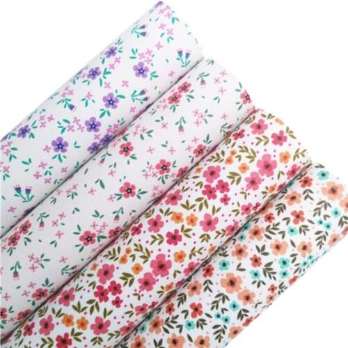 Small Flowers Printed Faux Leather Vinyl Fabric Sheet Felt Backing Synthetic Leather Faux Vinil For Bows Earrings DIY R044A