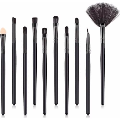 Makeup Brushes 10 Pcs/Set 2 Colors Microbrush & Fan Brush Eye shadow Applicator Eyebrow Synthetic Hair Pinceis De Maquiagem