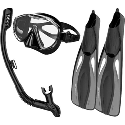 Scuba Diving Mask Set Snorkel Goggles Flippers Set Anti-Fog Snorkeling Glasses Swimming Fins Breath Tube Gear Package