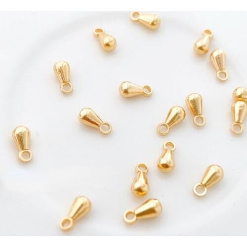 Gold-covered color-preserving small water drop necklace tail pendant DIY jewelry accessories material mini pendant