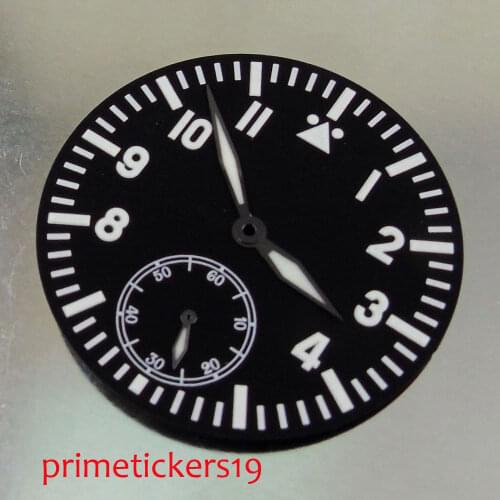 38.9mm black dial +white markers fit 6498 hand winding movement mens watch