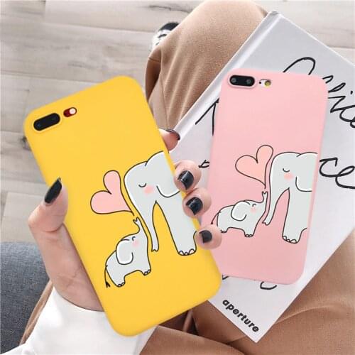 GYKZ Lovely Elephant Love Heart Phone Case For iPhone 11 Pro XS MAX XR X 7 8 6 6s Plus Yellow Pink Soft Silicone Back Cover Capa