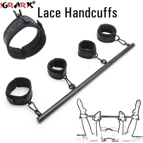 Bdsm Bondage Gear Kit Neck Collar Handcuffs Ankle Cuffs Adjustable Spreader Bar Restraint Sex Toys for Adults Couples Women Men