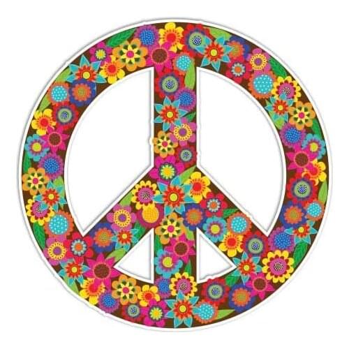 Peace Sign Sticker Flowers Colorful Hippie Decal by Megan J Designs - Laptop Window Car Vinyl Sticker