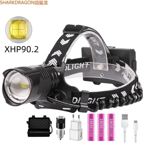 2020 new XHP90 High power head lamp USB rechargeable Zoom hunting head lamp With the power display charging treasure function