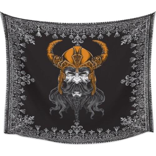 Wall Tapestry Vintage Pattern Viking Warrior Tapestry Wall Hanging Home Decor Black Tapestries Bedroom
