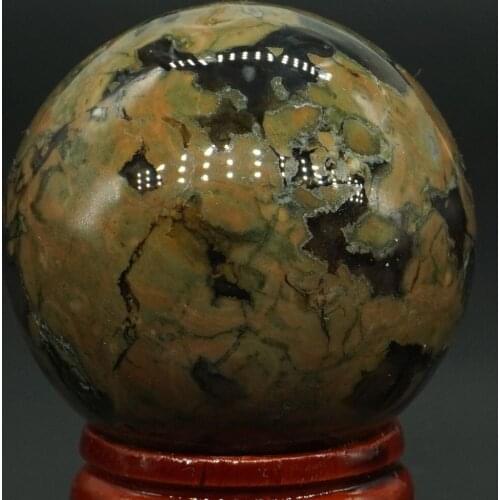 40MM Natural Gemstone Rainforest Jasper Sphere Crystal Ball Reiki Healing Globe Home Decor