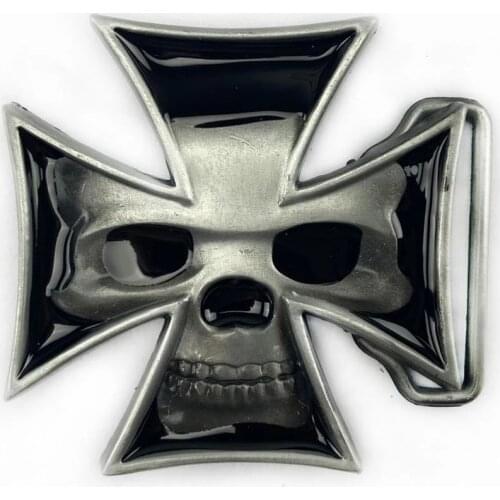 Novelty Movie Cross Punk Skull Belt Buckles New Cowboys Heavy Metal Handmade DIY Leather Crafts suitable 4cm Width PU Belts